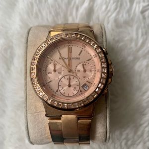 Michael Kors Chronograph Ritz Rose Goldtone Watch (smaller face)